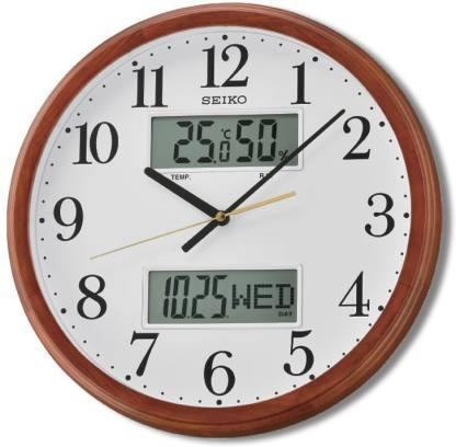 Seiko Clock - Buy Seiko Analog-Digital 10 cm X 8 cm Wall Clock - QXL012BN  (Brown, With Glass) |Bharat Time Style