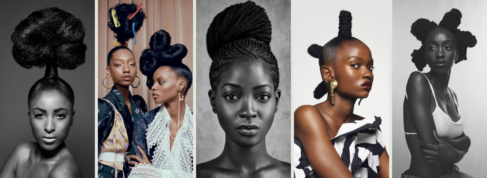 Collage of black females showing the versitility of black hair 