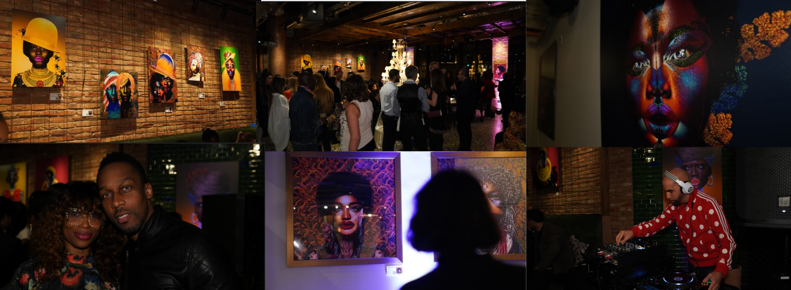 Collage of images at her first solo residency celebrating  The Curtain Club’s  reopening at the new Mondrian hotel in Shoreditch in collaboration with Gone Rogue. 