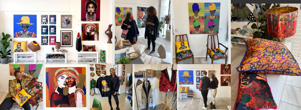 Collage of images from Omenka pop up shop in collabroation with Camden Black Creatives (CBC) in Hampstead