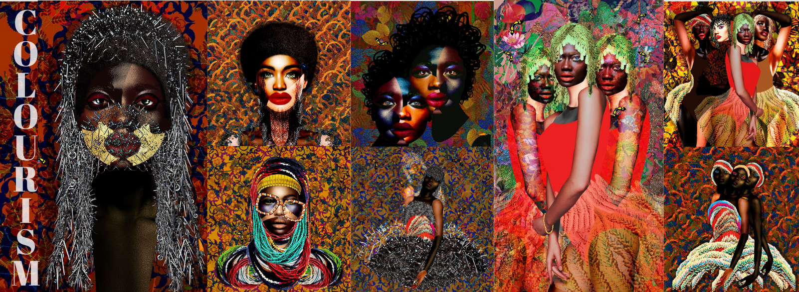 Collage of artwork from Colourism collection by UK mixed media artist Caroline Chinakwe