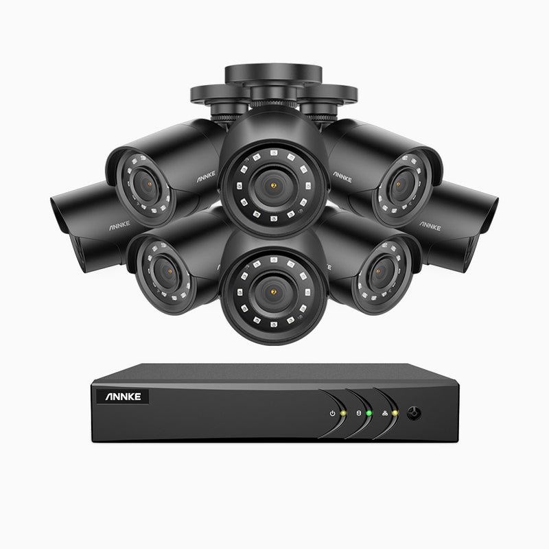 E200 – 1080p 16 Channel 8 Camera Outdoor Wired CCTV System, Smart DVR with Human & Vehicle Detection, H.265+, 100 ft Infrared Night Vision