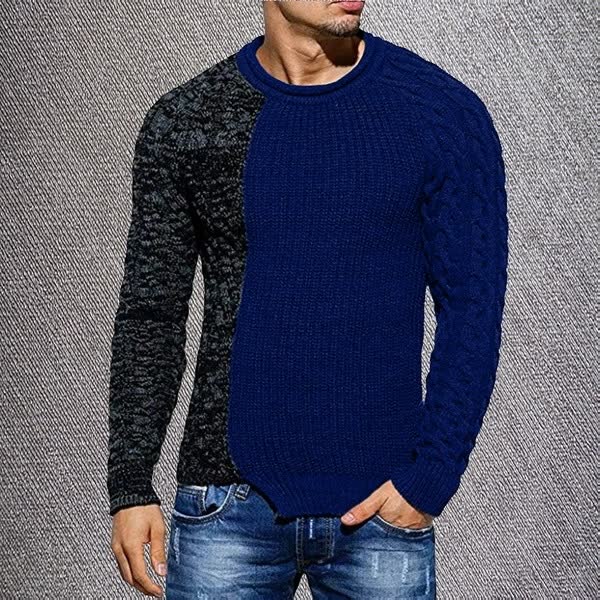Men's Casual Crew Neck Contrast Sweater