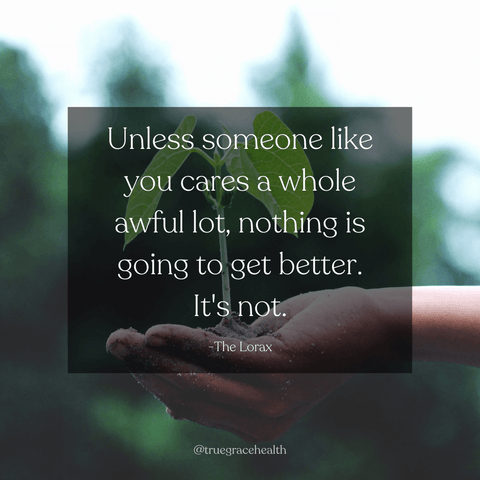 Quote that says "Unless someone like you cares a whole awful lot, nothing is going to get better. It's not." by The Lorax