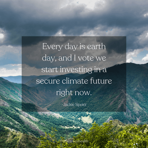 Quote that says "Every day is earth day, and I vote we start investing in a secure climate future right now." by Jackie Speier