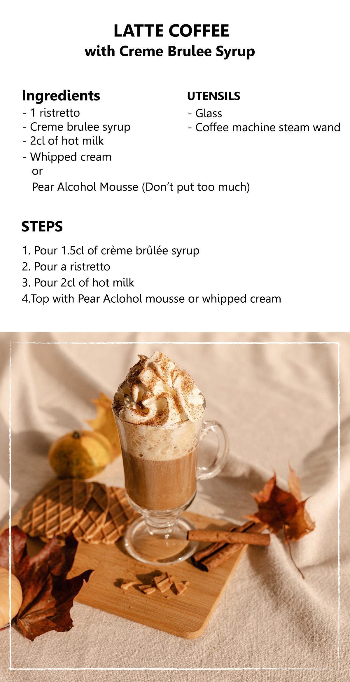 MORAND3003 Latte Coffee, creme brulee syrup | Switzerluxe