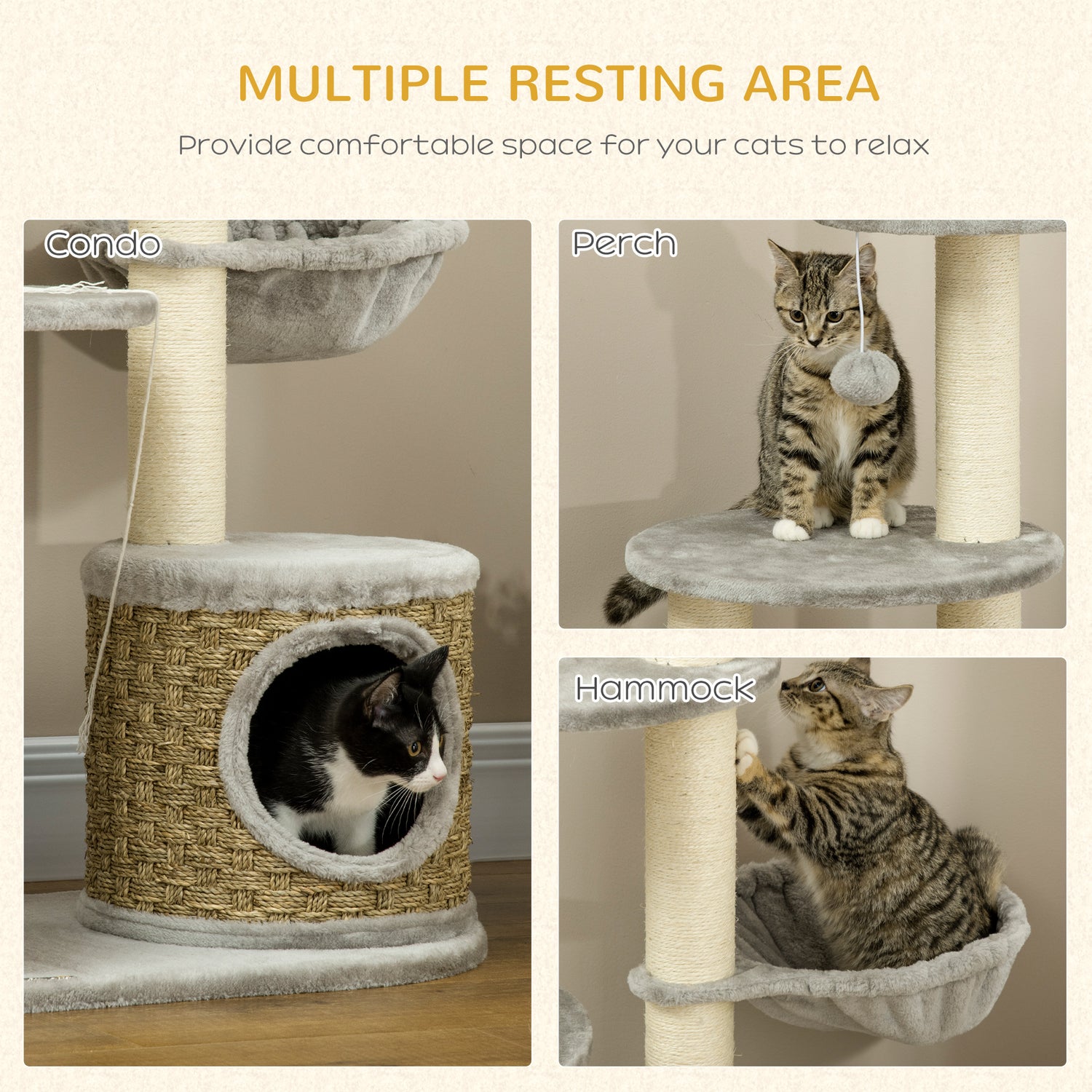 PawHut Cat Tree Climbing Activity Center With Scratching Post Condo Perch C  爪とぎ