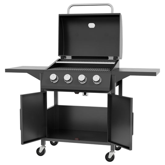 Outsunny 2 Burner Propane Gas Grill Outdoor Portable Tabletop BBQ with  Foldable Legs w/ Lid, Thermometer for Camping, Picnic, Backyard, Black  Burners Lid