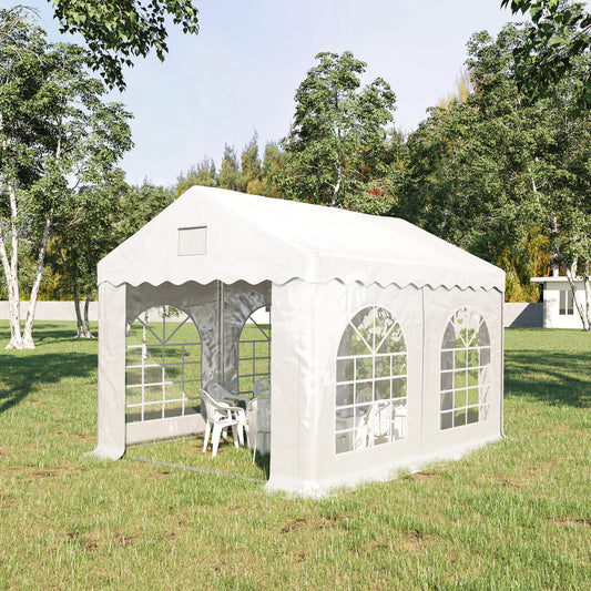 Outsunny Gazebo Marquee Party Tent, Steel Frame, 4x4 m-White –