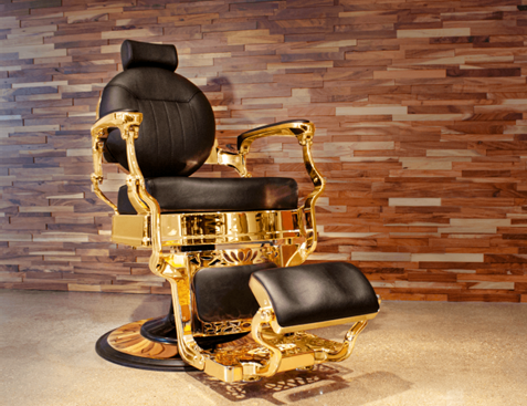 Mckinley barber chair,  gold and black barber chair