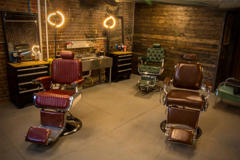 barber salon with retro barber chairs 