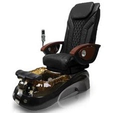 black pedicure chair with gold bowl