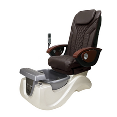 brown pedicure chair with white bowl