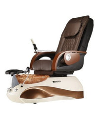 brown pedicure chair with white and gold bowl 