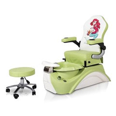 kid pedicure chair in light green and white