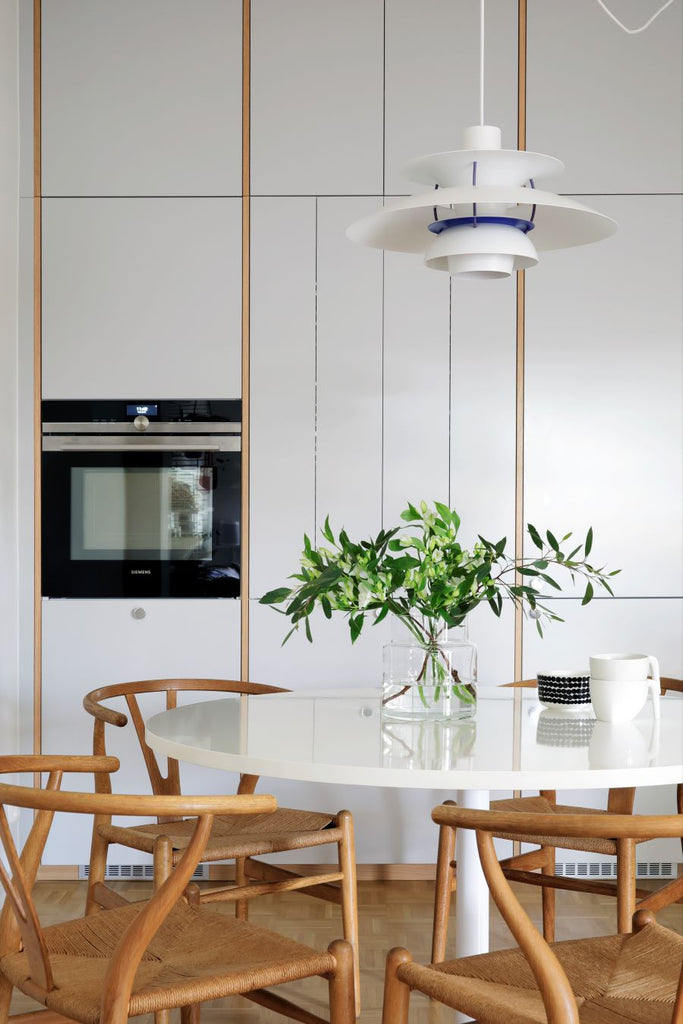 A.S.Helsingö Ingarö Kitchen in Feather Grey with Spacer Panels in Natural Oak