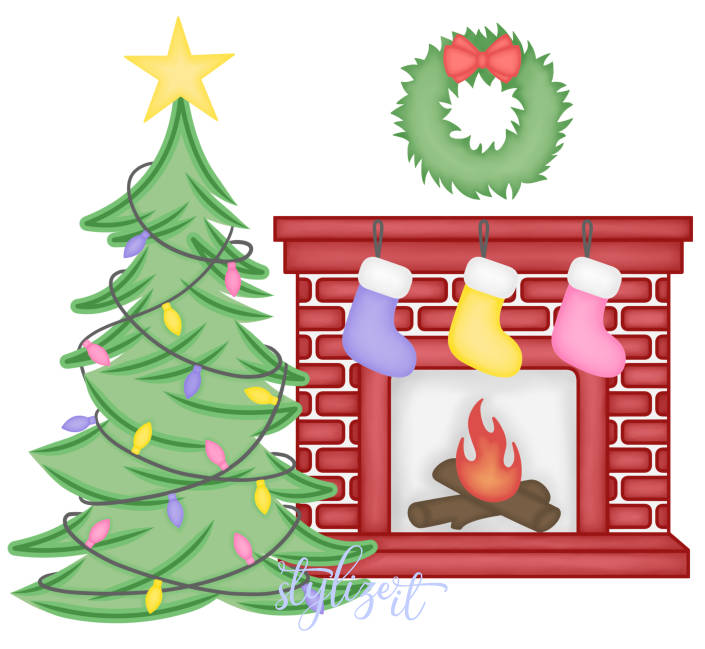 christmas stockings fireplace clipart png