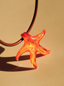 Murano Glass Starfish Necklace Orange