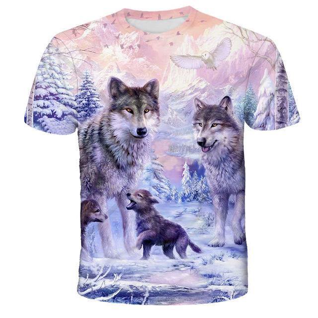 t shirt with wolf print