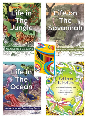 Set of 4 Advanced Nature themed Colouring Books