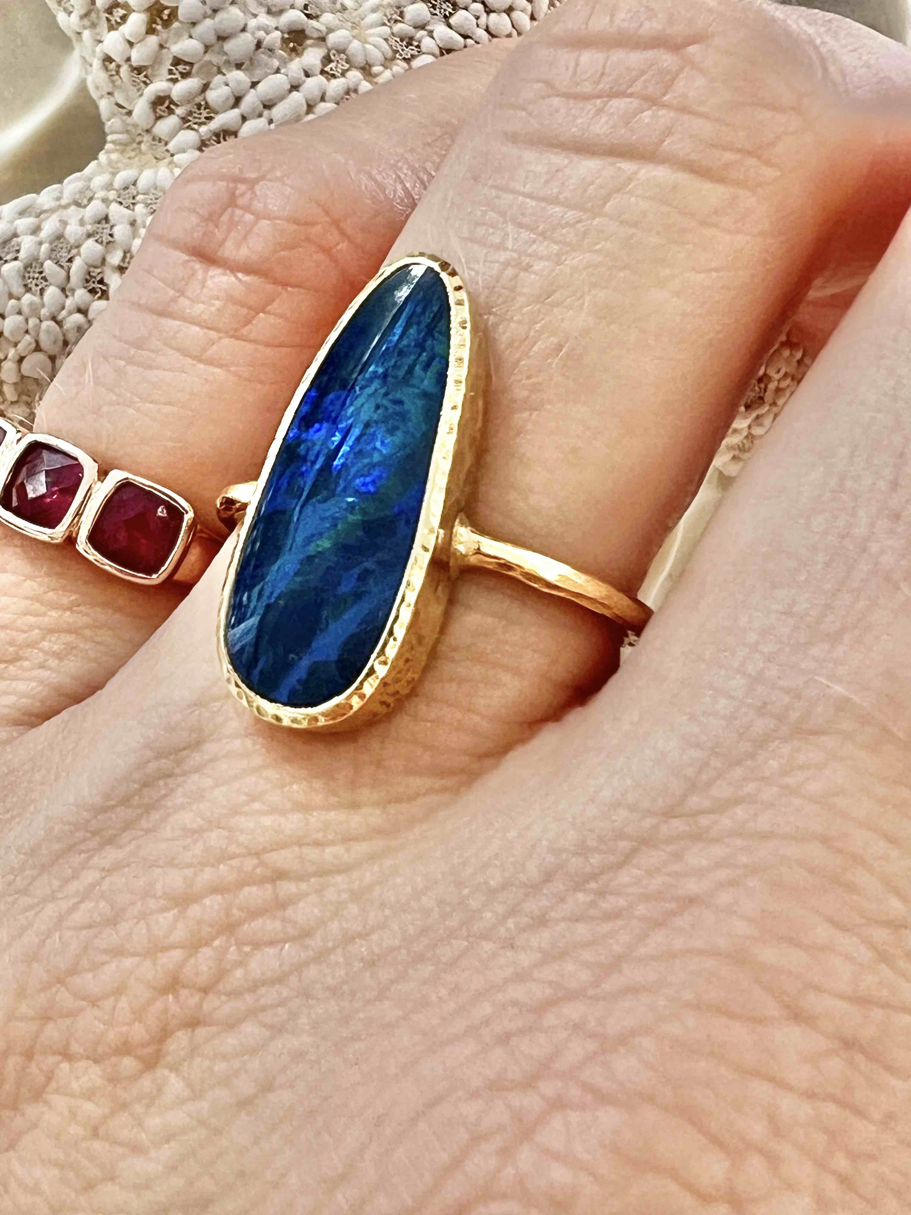 Beautiful Australian opal vermeil ring NBW