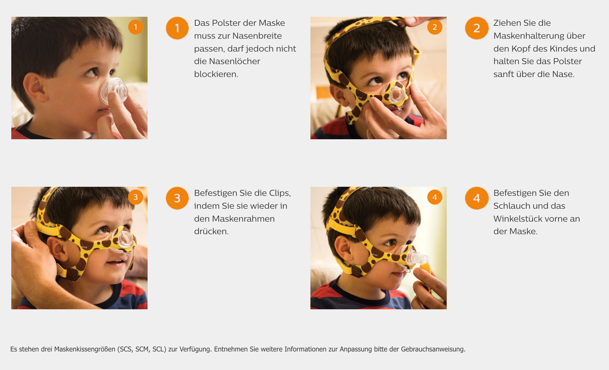 Handleiding voor het aanbrengen van het Wisp-neusmasker voor kinderen