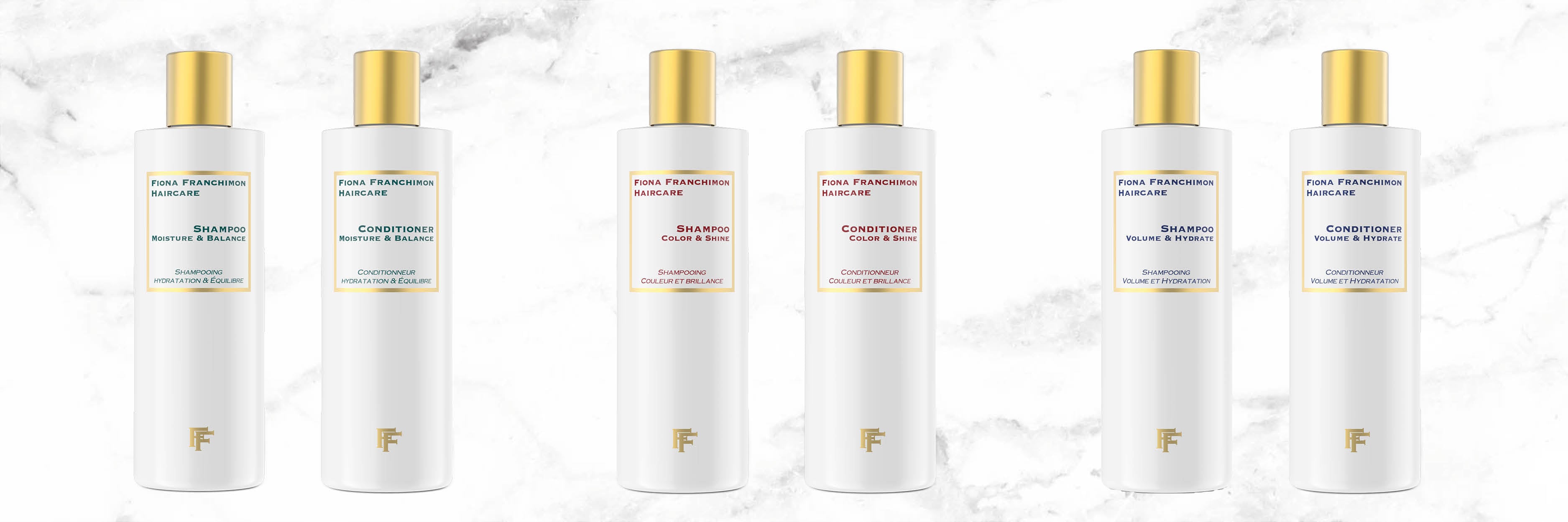 Alle Shampoo- und Spülungslinien von fiona franchimon haircare