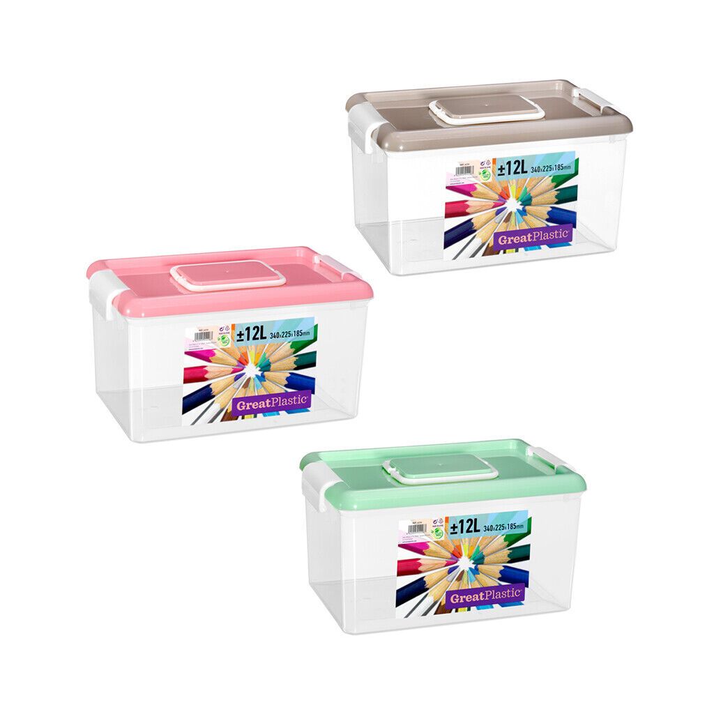 Caja plástico almacenaje Contenedor Asa Natural 12l – Market