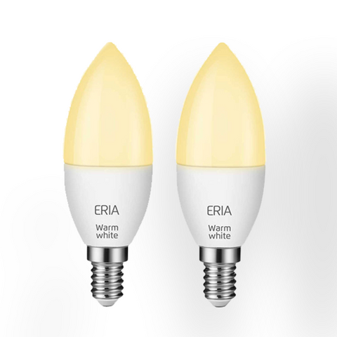 ERIA C40 6W | Twin Pack: Smart Dimmable Warm White E14 Candle Light Bulb