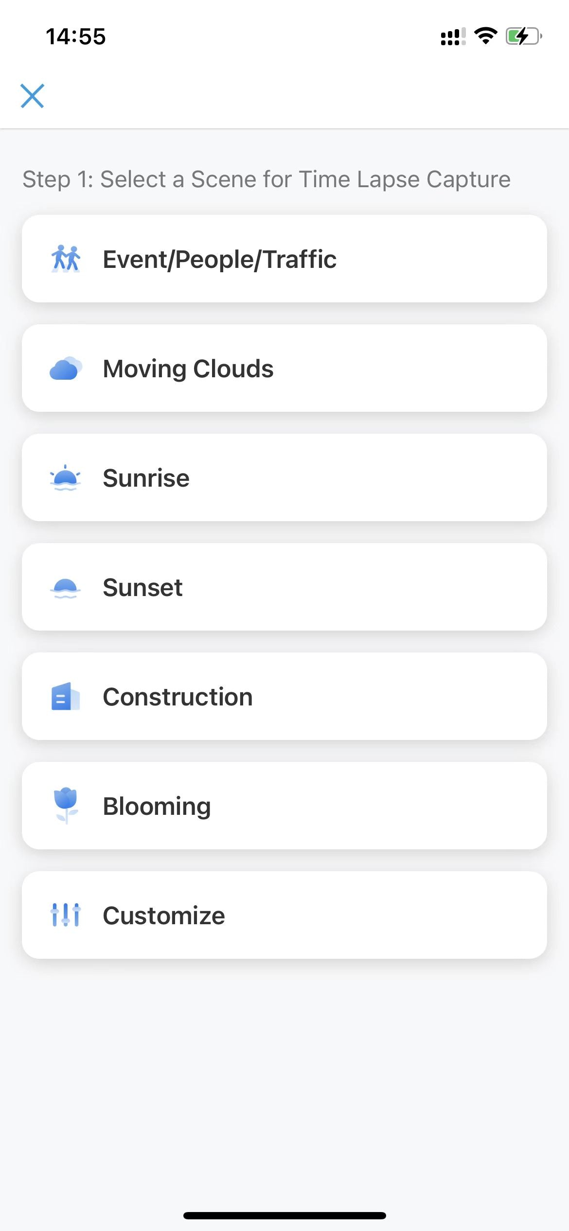 Select Time Lapse Type - reolink time lapse instructions in reolink app | Connect It Ireland