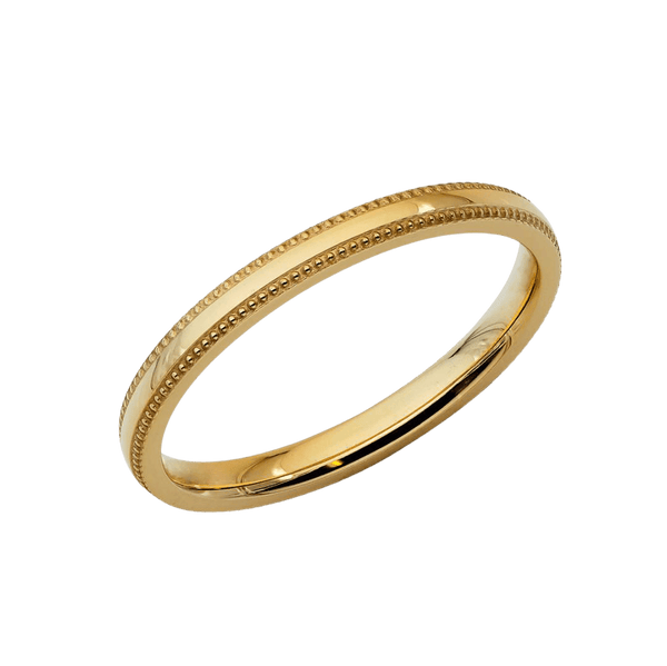 Milgrain Domed Wedding Band, Ring Size 6.75-7.75, 14K Yellow Gold