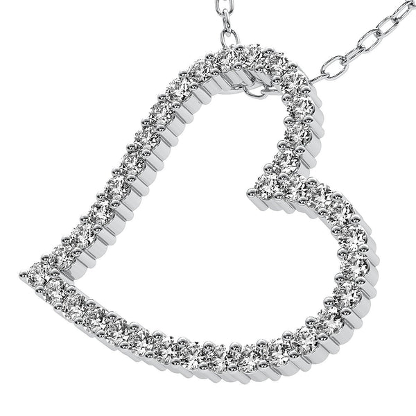 14k White Gold Diamond Heart Necklace 001-165-01205, Dickinson Jewelers