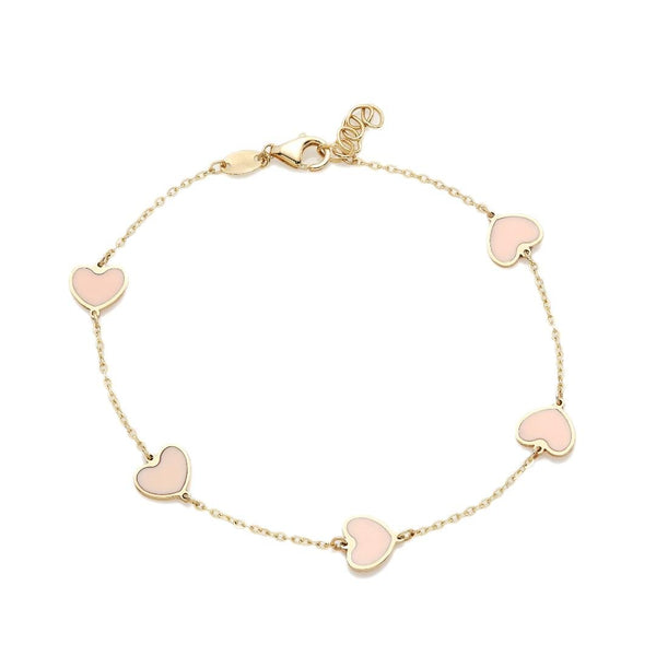 14K Solid Yellow Gold Pink Heart Bracelet – LTB JEWELRY