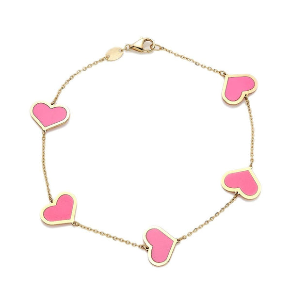 14K Yellow Gold Pink Station Four Leaf Clover Bracelet – LTB JEWELRY