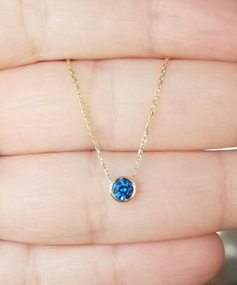 bezel sapphire necklace