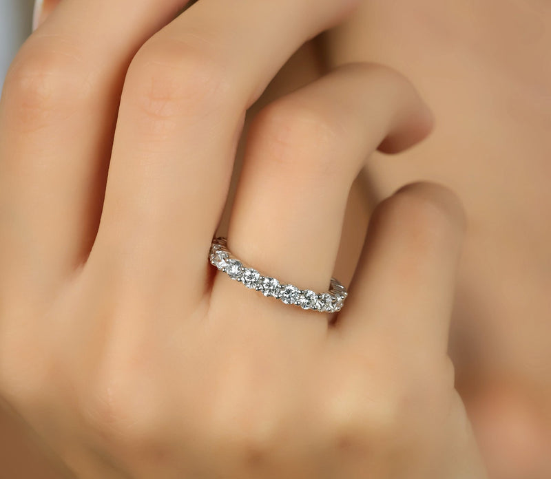 14K White Gold 2.10 Carat Diamond Eternity Wedding Ring