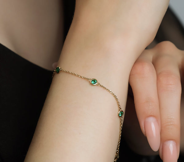 14K Gold Diamond and Natural Emerald Bracelet – LTB JEWELRY