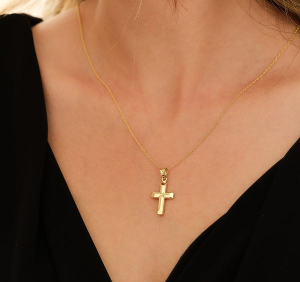 Buy Small Cross Necklace, 14K Solid White Gold Cross Necklace, Cross Pendant,  Minimalist Cross Necklace, Crucifix Cross Necklace, Baptism Gift Online in  India - Etsy