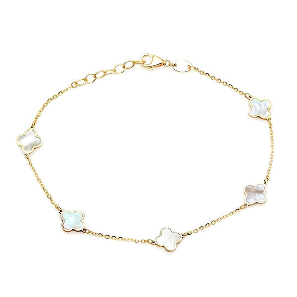 Zelly Four Leaf Clover Bracelet Pearl/gold