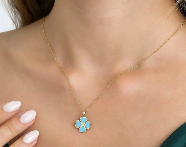 Four-Leaf Clover Necklace, Gold & Mother of Pearl – LENOITES