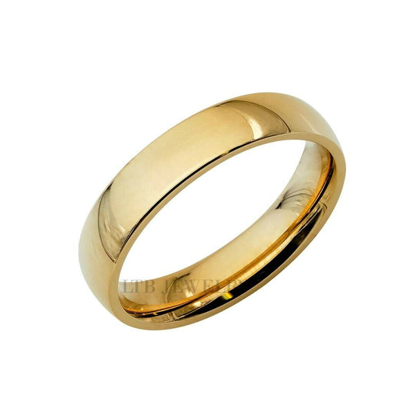 14k Yellow Gold Plain Wedding Band Flat Comfort Fit Plain Ring 3mm - UB56