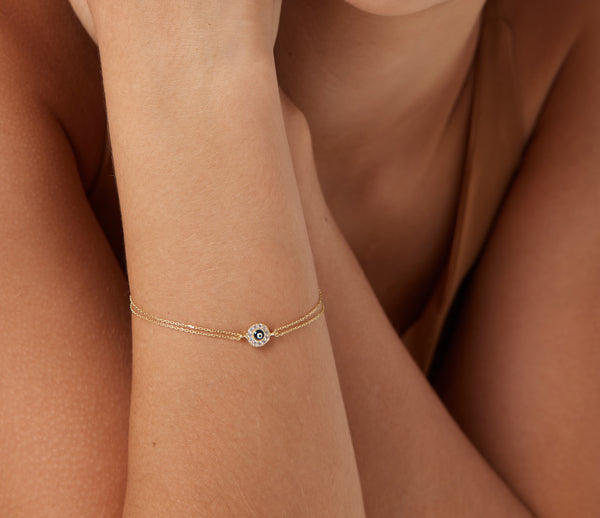 URSTAR Evil Eye Bracelets for Teen Girls, 14K Solid Gold over Evil