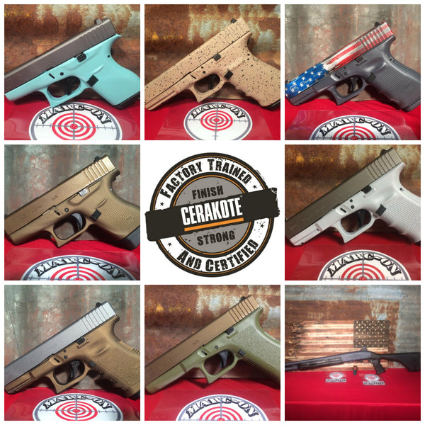 Examples of Cerakote finished firearms at Marc-On Shooting