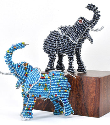 String of 3 Elephants with Beads and Bells - Fair Trade