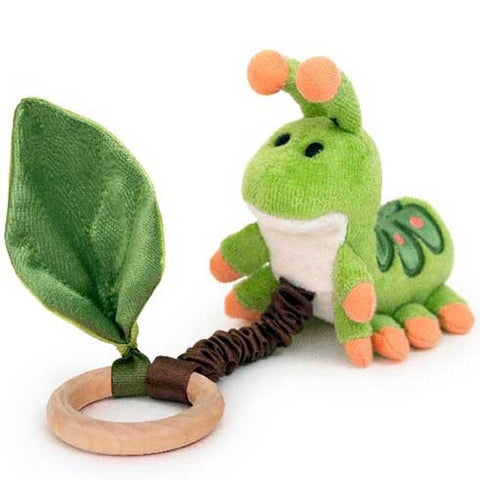 teething toy caterpillar with wood ring by Apple Park