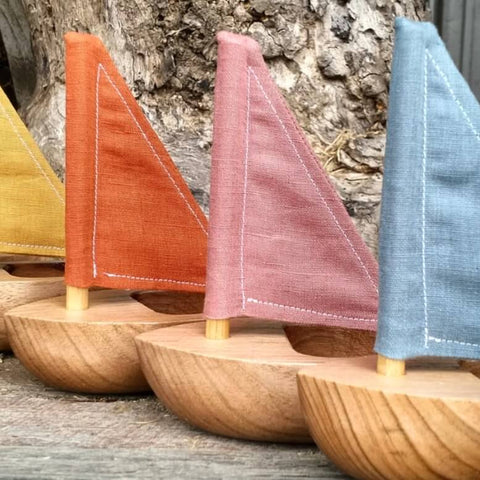 Wooden Toy Boats With Linen Sails