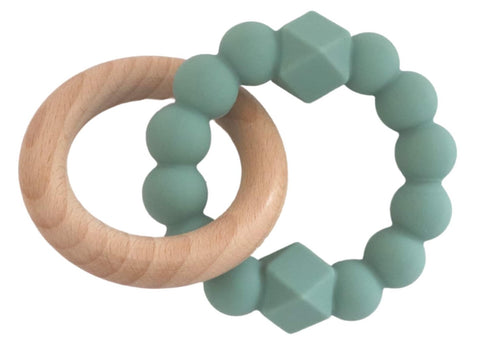 Moon Teether by Jellystone Designs - wooden ring with silicone ring