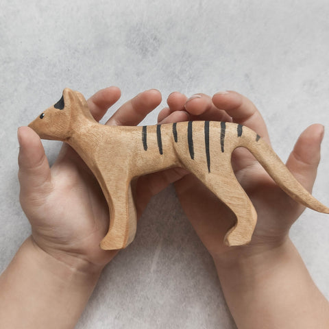 Handmade Wooden Animal Figurine - Thylacine - by Nom Handcrafted