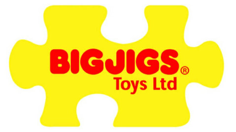 bigjigs brand logo - yellow puzzle piece with red lettering