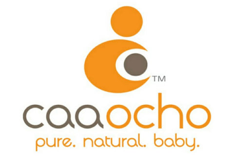 caaocho orange logo stylized mother and baby with words caaocho pure natural baby underneath